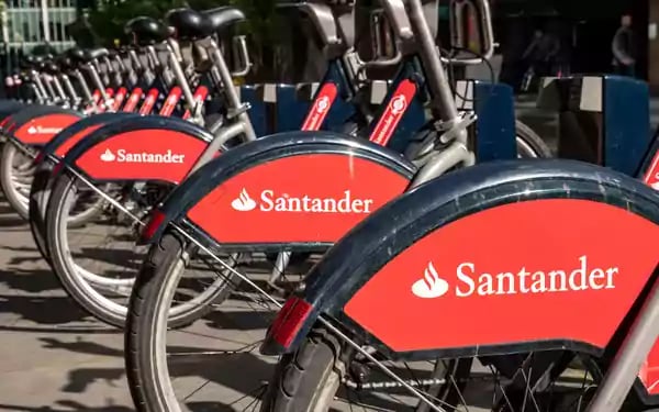 Bicycles sponsored by Santander.