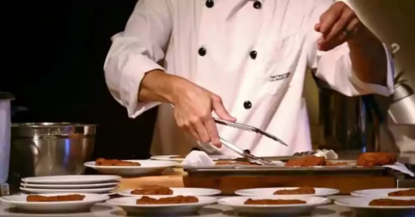 Chef making food