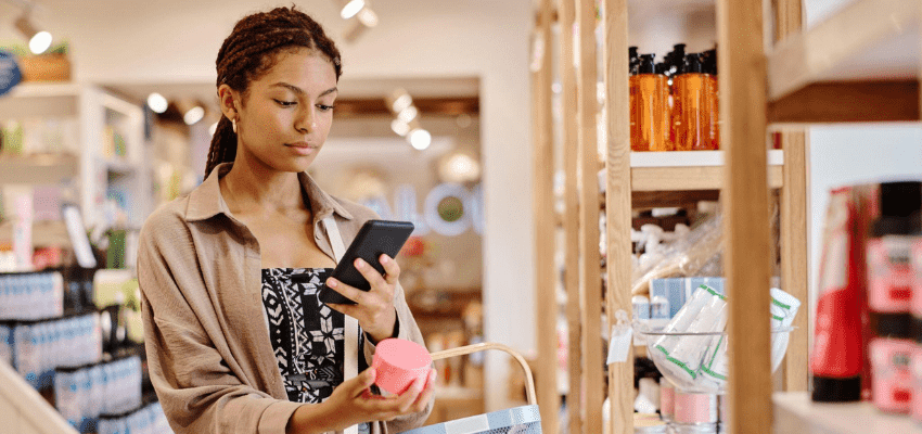 girl taking a photo of a product