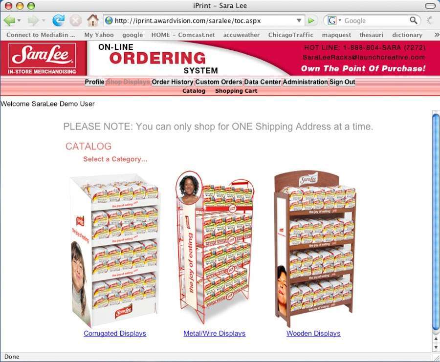 Sara Lee Point of Purchase Display Website