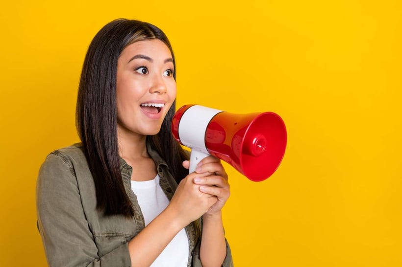 Woman holding megaphone