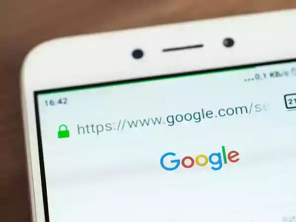 Google home page displayed on a phone.