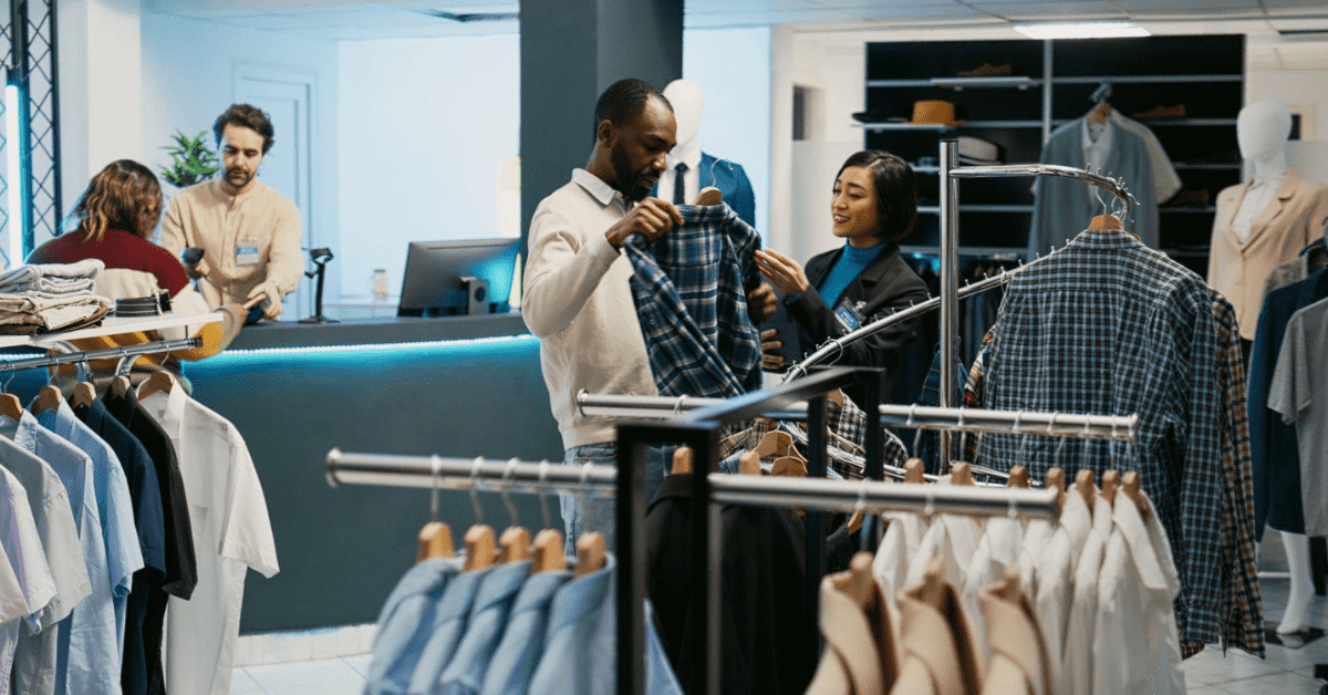 man shopping at a retail clothing store