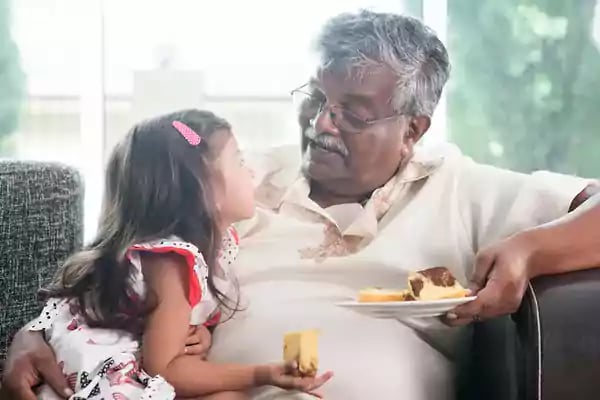 grandfather with granddaughter