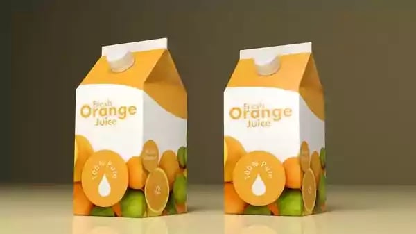 Orange juice boxes.
