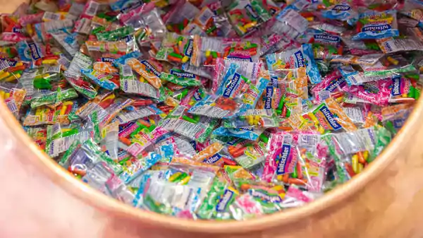 Large container filled with samples.